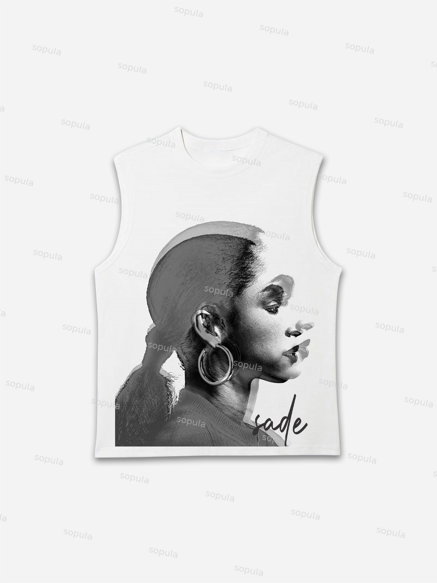 Men's Sade Adu Graphic Cotton Sleeveless Shirt Tank Tops