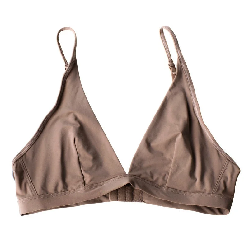 Sexy Bralette Women Deep Neckline Bra Underwear Solid Ultra-thin Adjustable Straps Wire Free Bras Soft French Seamless Lingerie