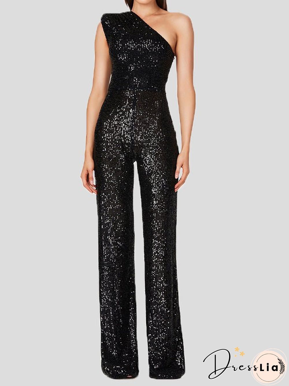 Women'S Jumpsuits One-Shoulder Sequined Slim-Fit Jumpsuit