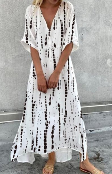 Women's Swing Half Sleeve Print Maxi Dress