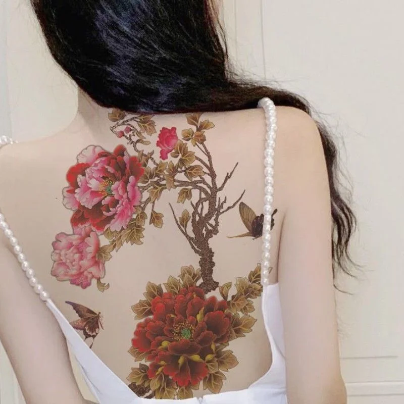 Sdrawing 4/5/9/10/18 PIeces Long Lasting Blue Flower Jewelry Tattoo Sticker Sexy Belly Block Scar Stretch Marks Waterproof Tattoo Sticker