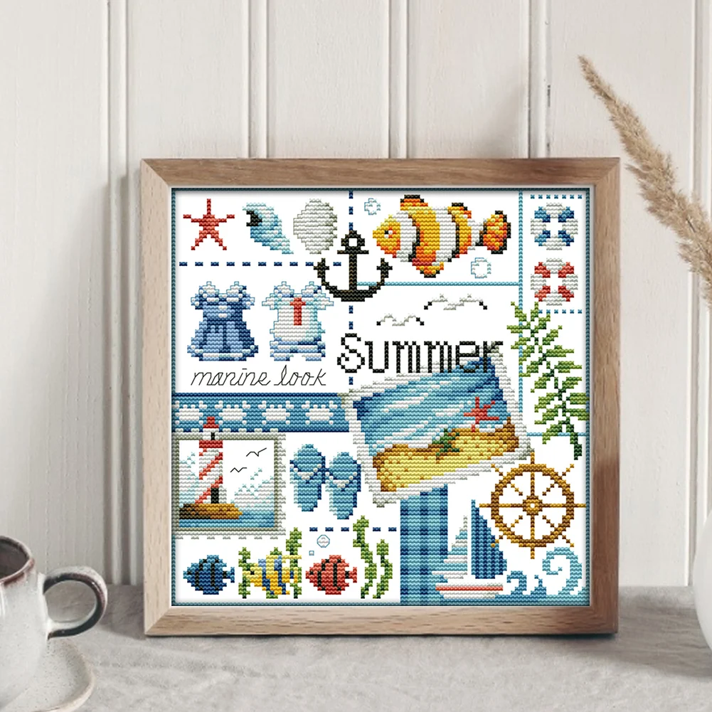 DIY Stamped Cross Stitch 16CT Partial Embroidery 24*23cm - Four Seasons Of Summer