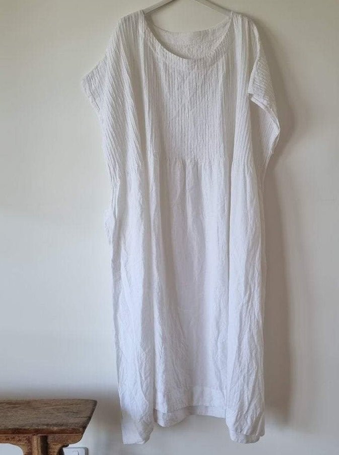 Casual Pin Tuck Linen Dress