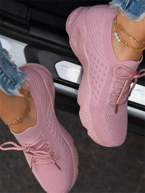 Women's Breathable Mesh Lace Up Orthopaedic Bunion Corrector Sneakers - vzzhome