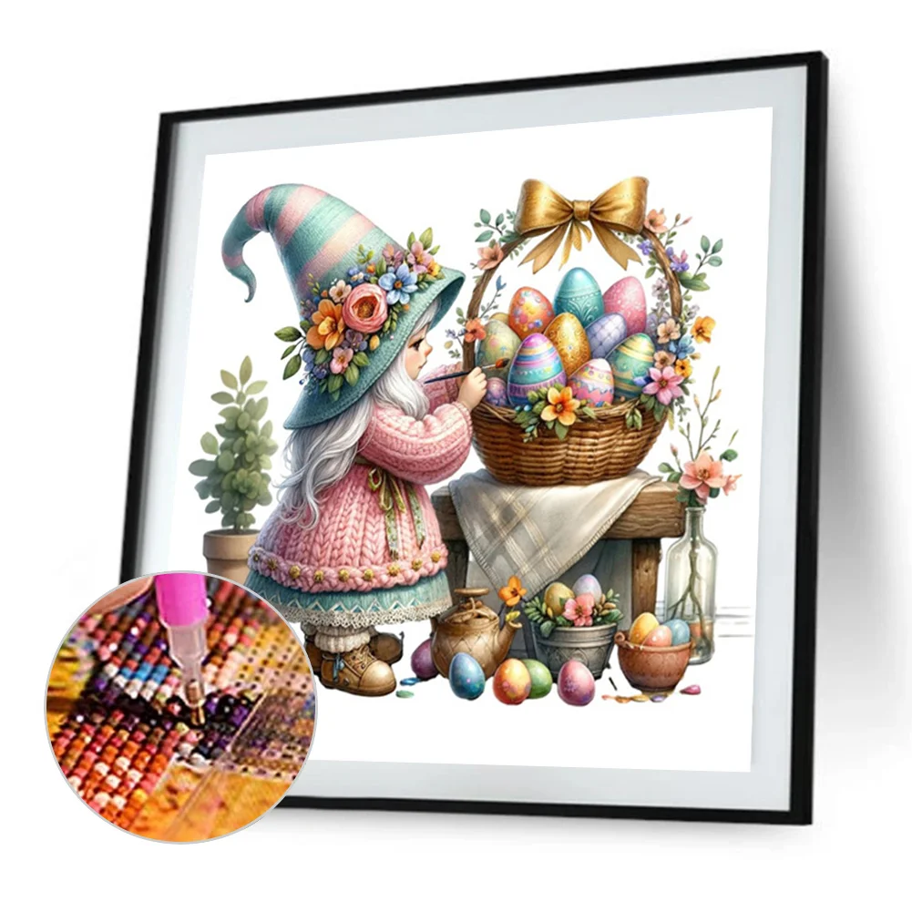 Partial AB Diamond Painting - Full Round Drill - Egg Painting Gnome(Canvas|35*35cm)