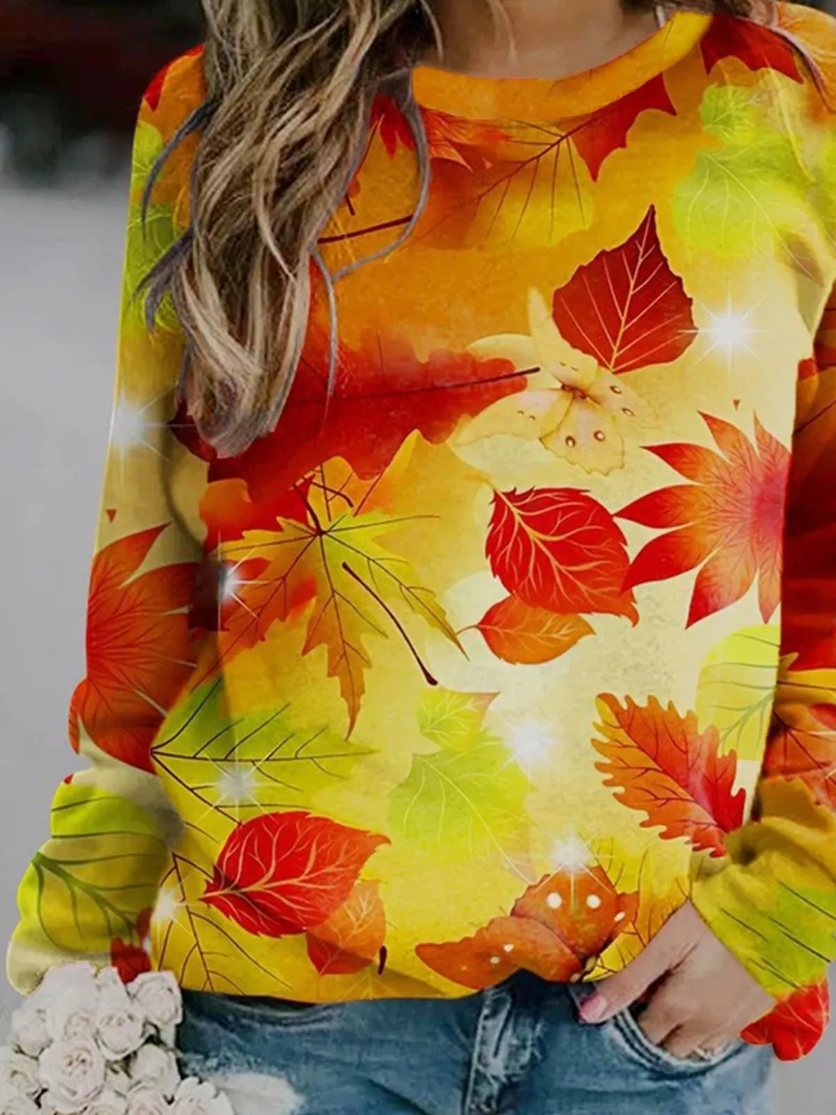 Maple Leaves Casual Loose Sweatshirts