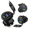 12-24V Car Charger Socket with Switch & Voltmeter Waterproof Cigarette Outlet Replacement Motorcycle USB Charger Suitable for Boat Golf Cart RV Motorcycle Truck