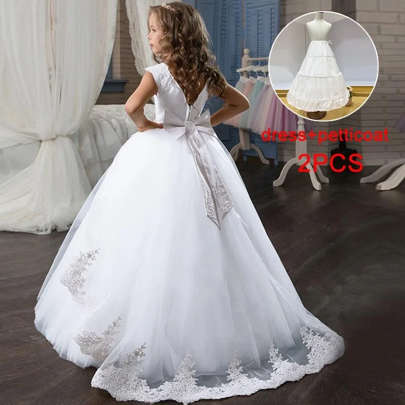 2021 First Communion Bridesmaid Girl Lace Princess Dress Kids Dresses For Girls Children Costume Party Wedding Dress 10 12 Years