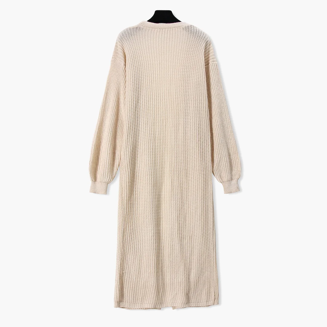 Solid Cardigan Knitted Sweater Women  Elegant Long Sleeve Solid Open Stitch Coats Mujer Thicken Maxi Cardigan Coat Oversized