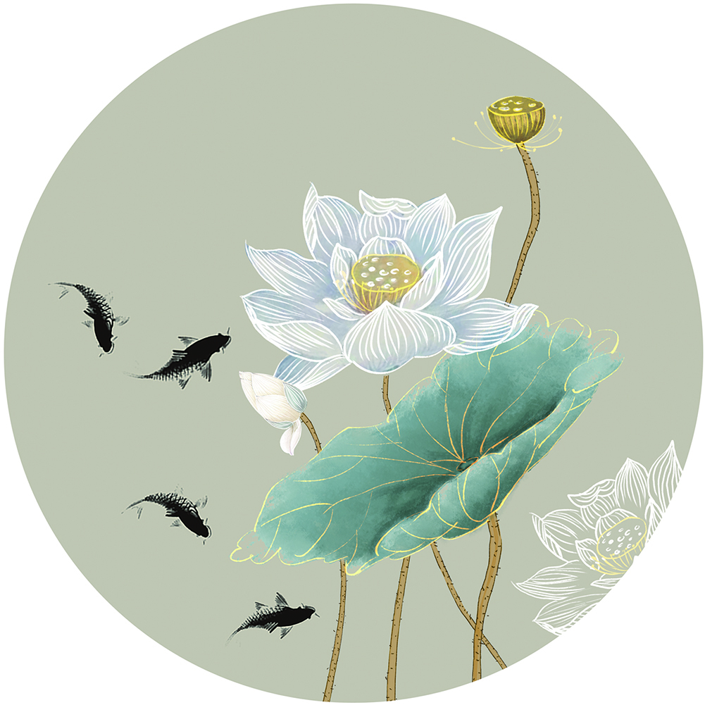 

Fish Lotus Leaf - 11CT Stamped Cross Stitch - 50*50CM, 501 Original