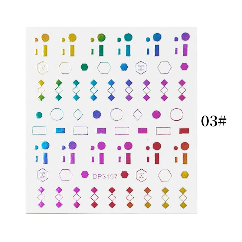 English Letter Design 3D Nail Stickers Iridescent Geometrics Gold Stars Moon Transfer Nail Art Sliders Decoration Accessories-Nail Inspo