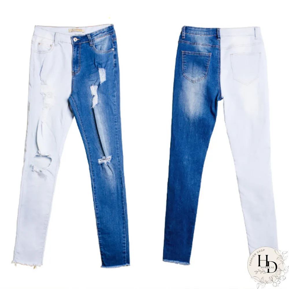 Fashion-Spring And Summer Hot Selling Small Leg Pants Broken Holes Stretch Slim Body