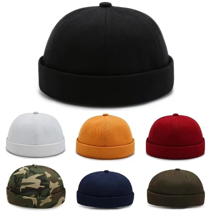 New Simple Solid Color Melon Skin Hat For Men And Women Trendy Korean Style Japanese Style Personalized Brimless Artistic Style Main Hat