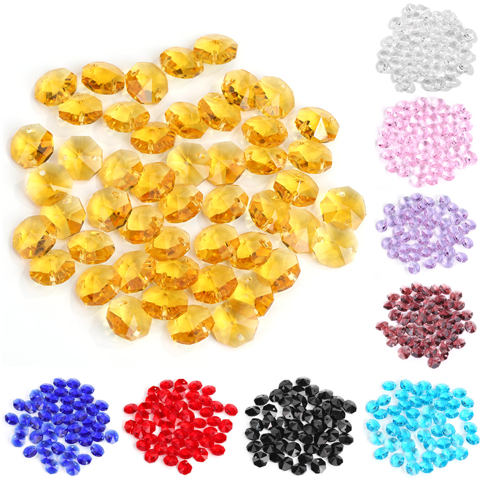 

14mm Crystal Glass Diamond Octagonal Beads Wedding Decor Home Ornaments, White, 501 Original
