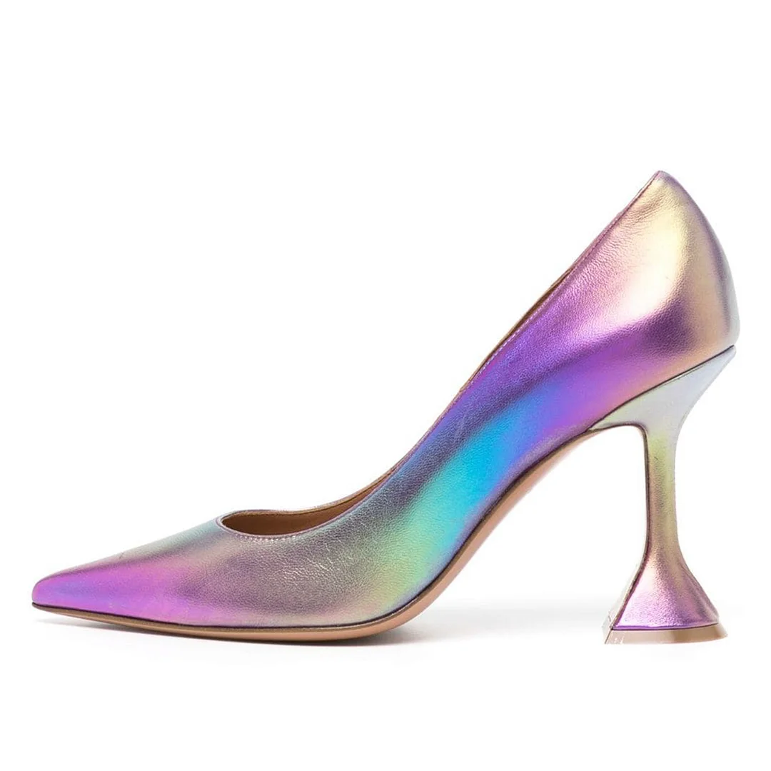 Colorful Shiny Vegan Leather Pointed Toe Fashionable Party High Heels