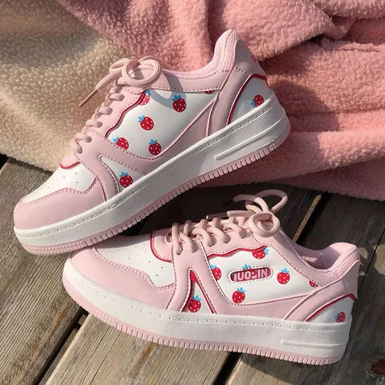 Pink strawberry Kawaii Sneakers BE776