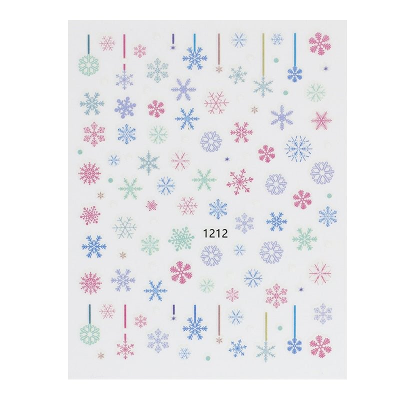1 Sheet Christmas Nail Art Stickers Decals, Self-adhesive Nail Stickers Santa Claus Snowflake Sno for Christams Nail Decoration