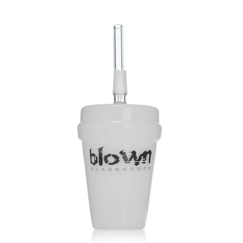 Brown Cup Dab Rig Bong  White Glass with 8" Height