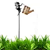 Solar Watering Can Stake Light Angel Hummingbird Iron Art Outdoor
