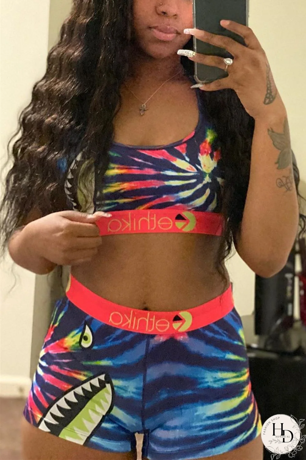 Red Fashion Sexy Printed Vest Shorts Set