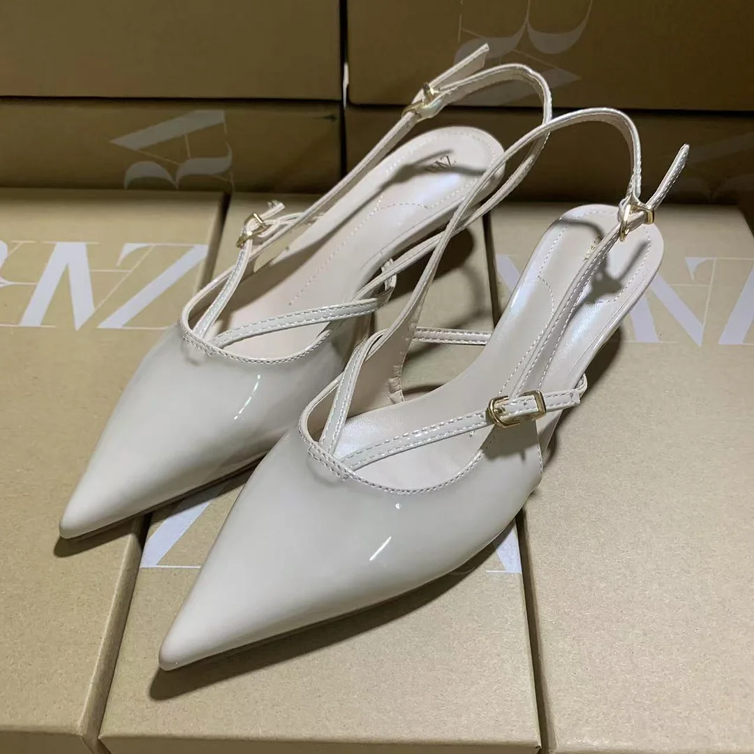 Breakj Breakj Spring New White Tip Slope And Low Heel Fashion Women's Shoes