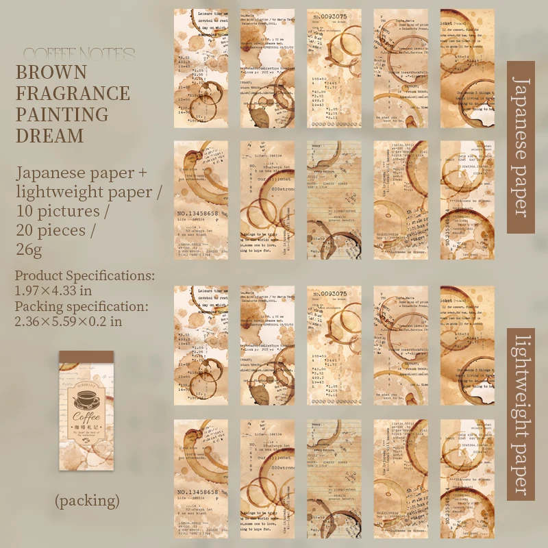 Sticker Book - Coffee Notes Series Vintage Coffee Smudge Landscaping 
