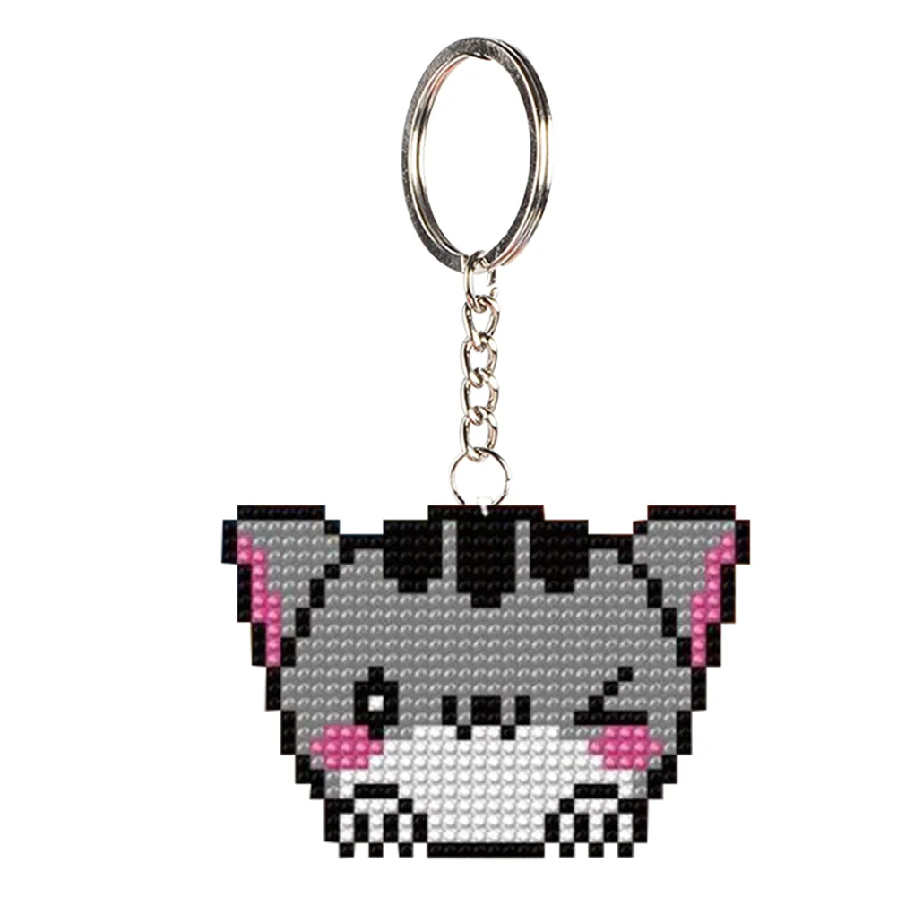 Gato de dibujos animados - bordado de cuentas estampadas - llavero