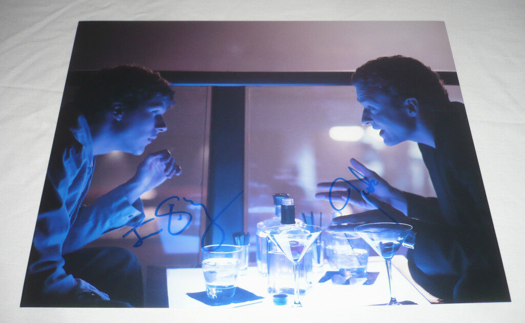 JESSE EISENBERG JUSTIN TIMBERLAKE DUAL SIGNED THE SOCIAL NETWORK 11X14 Photo Poster painting COA