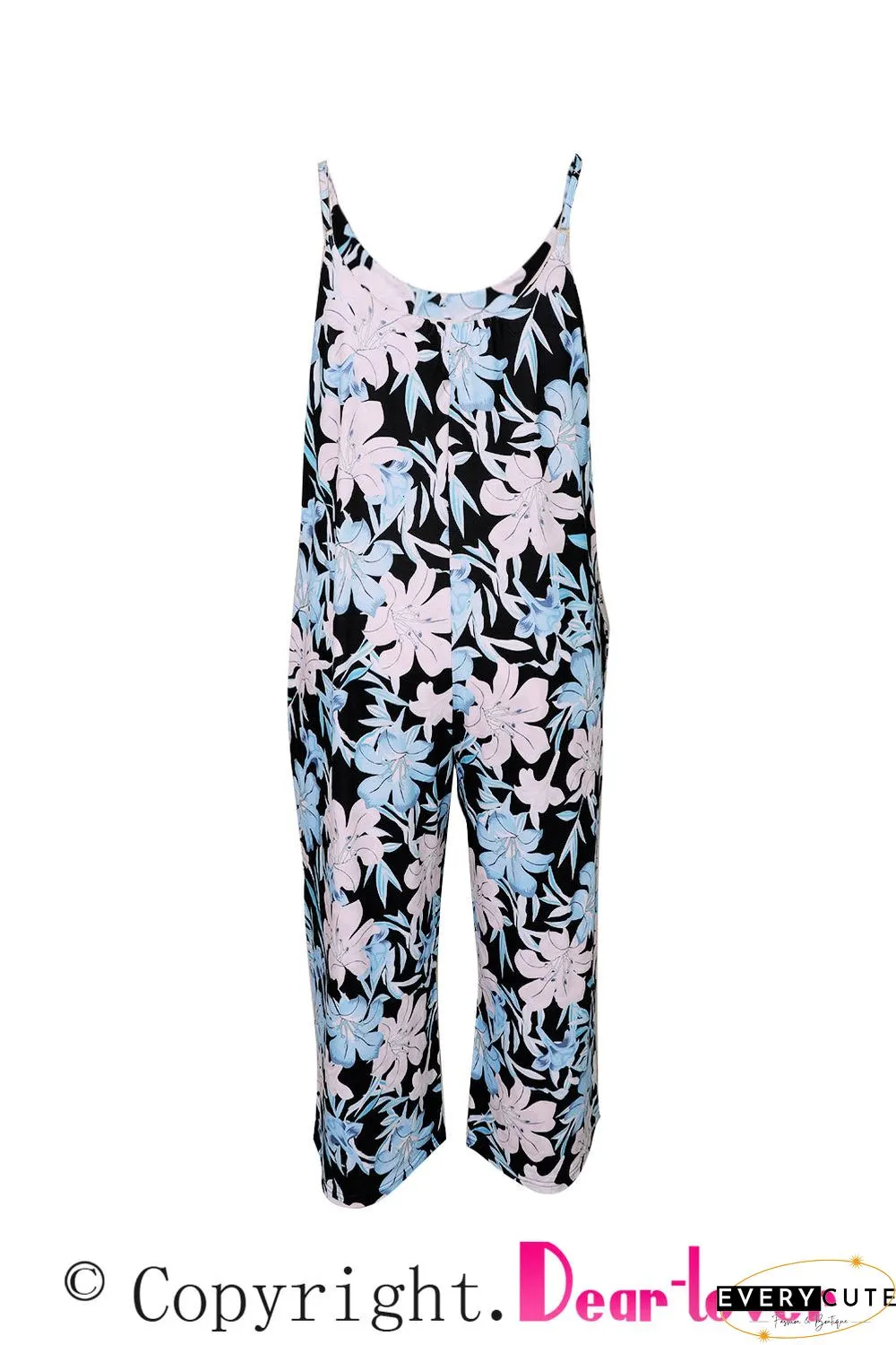 Print Spaghetti Strap Wide Leg Jumpsuit
