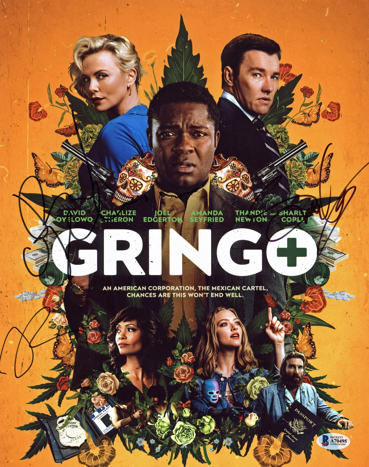 Gringo (3) Oyelowo, Copley & Edgerton Authentic Signed 11x14 Photo Poster painting BAS #A70495