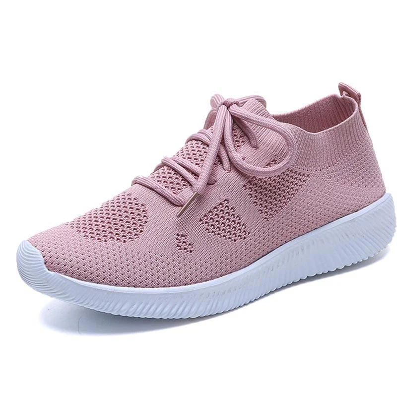 White Sneakers Women Vulcanize Shoes Summer Ladies Trainer Knitted Shoes Spring Flats Casual Lace-Up Sock Shoes