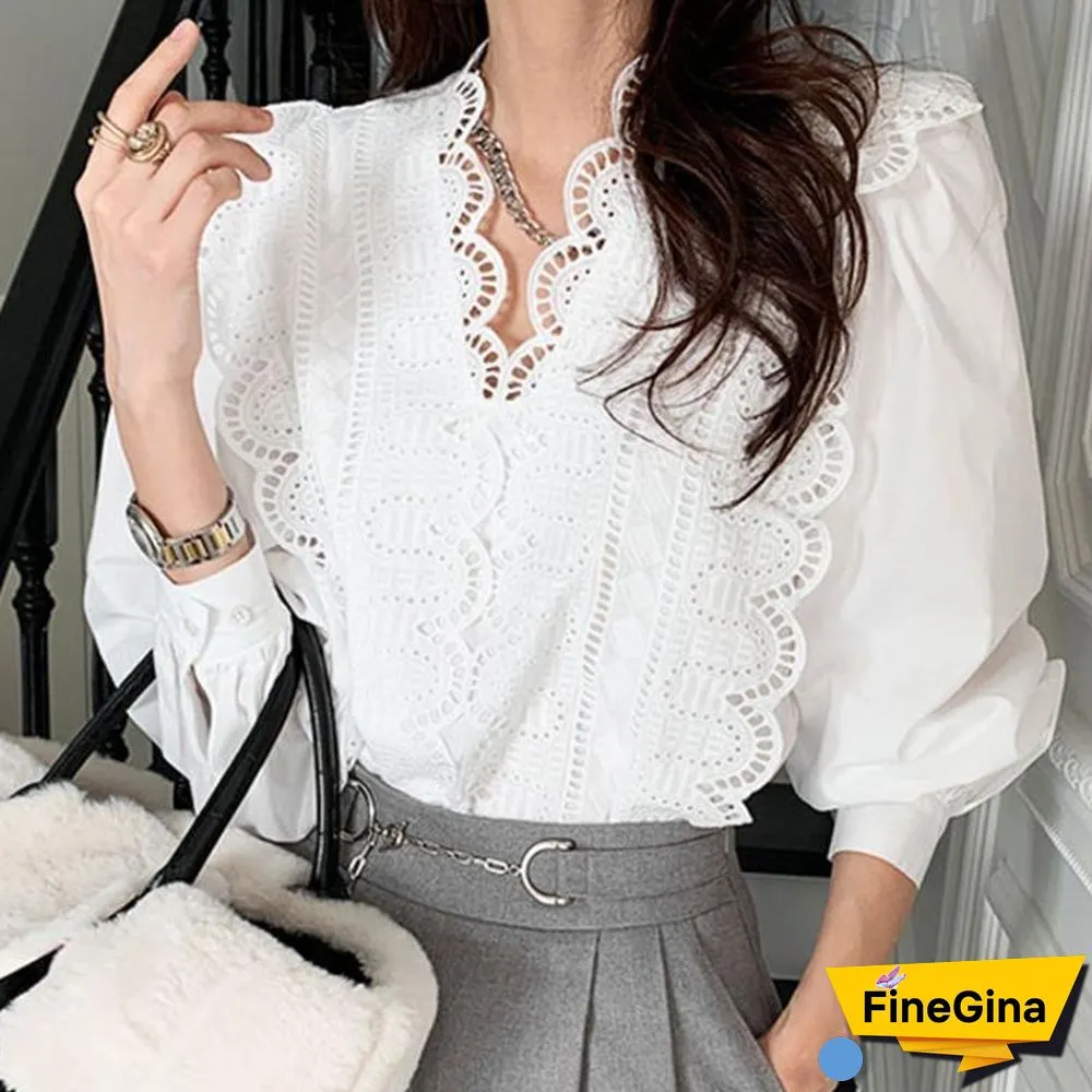 White Loose Chic Lace Top