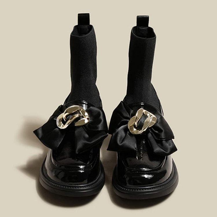 Slip-On Leather Sock Boots - Modakawa