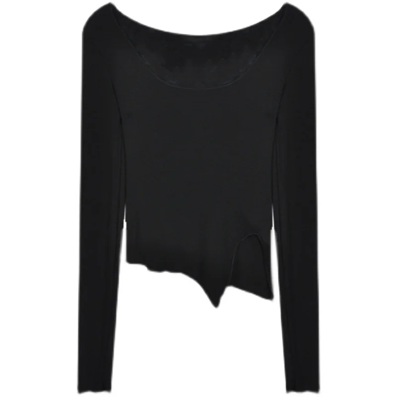 Wongn Wongn T-Shirt Women's Autumn Tight Slim Long Sleeve Bottom Shirt 2024 New Short Design Sense Student Top