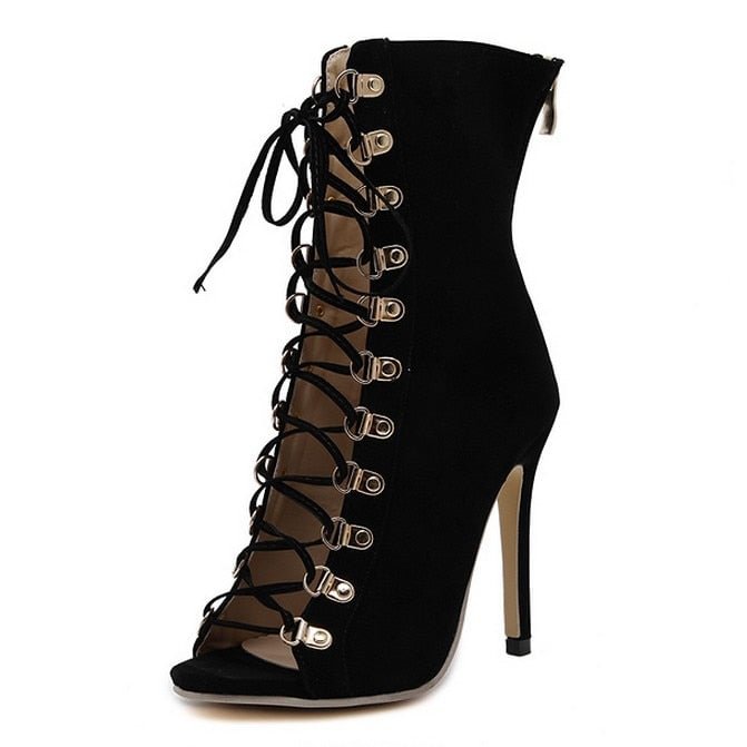 Eilyken Sexy Chains Rope Sandals Strappy High Heel Gladiator Sandals Women Lace Up Ankle Strap Women Shoes Dress Shoes 12CM
