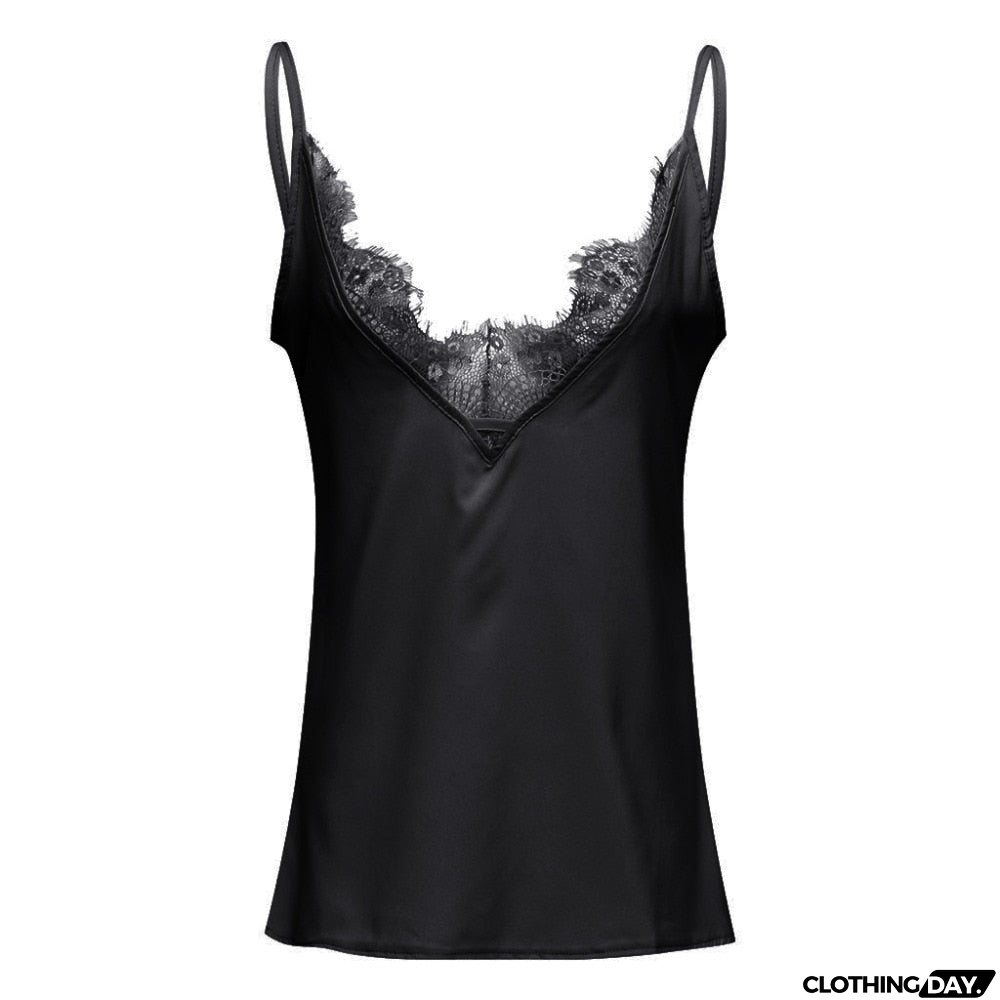 Lace Patchwork Strappy Sleeveless Camis Vest