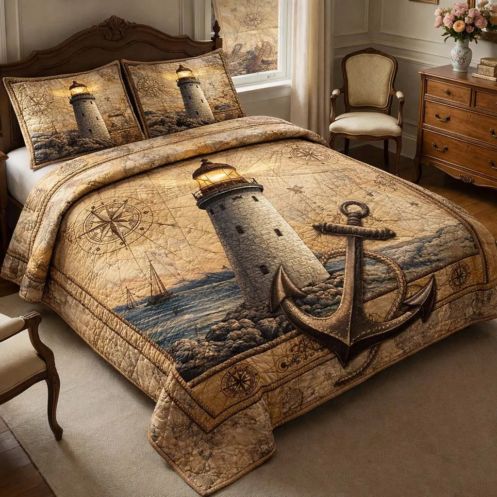 Sea Breeze 3-Piece Quilted Bedding Set GFTOMA9940