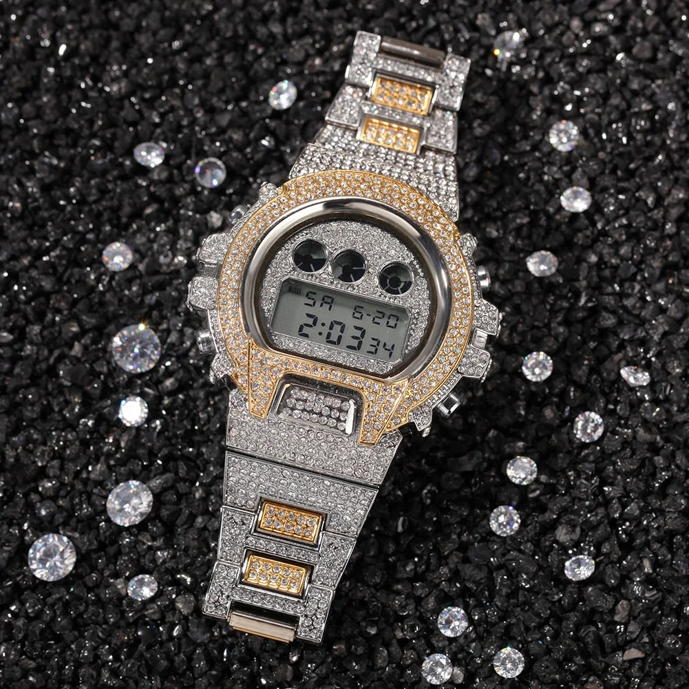 Iced Digital Chronograph Date Watch