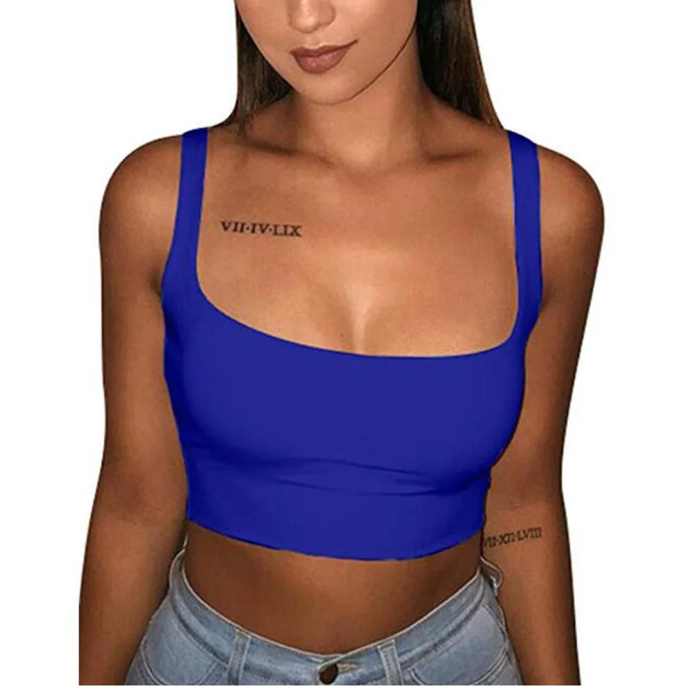 Tank Top Off Shoulder High Elasticity Halter Crop Tops Women Casual Sleeveless Cropped Vest Camisole Tube Top Female
