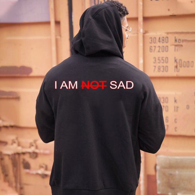 Casual I AM NOT SAD Printed  Hoodie - Krazyskull