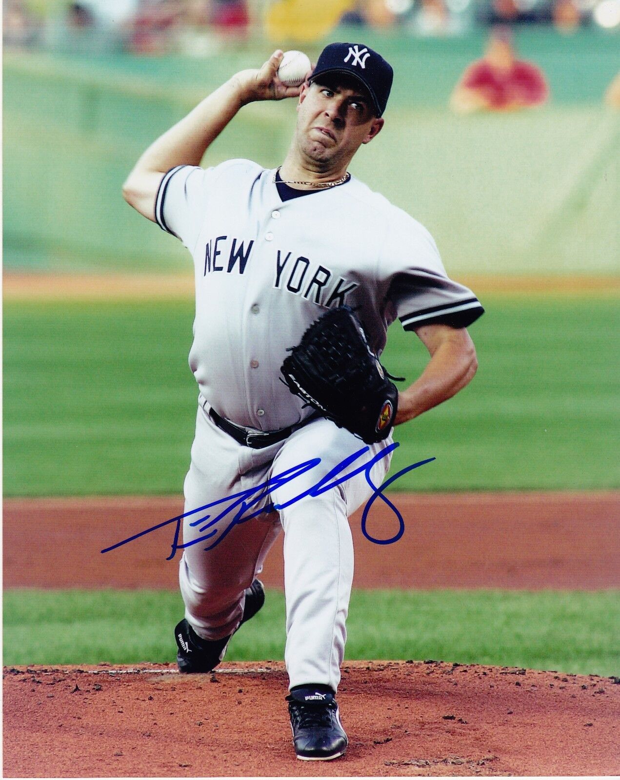 TIM REDDING NEW YORK YANKEES ACTION SIGNED 8x10