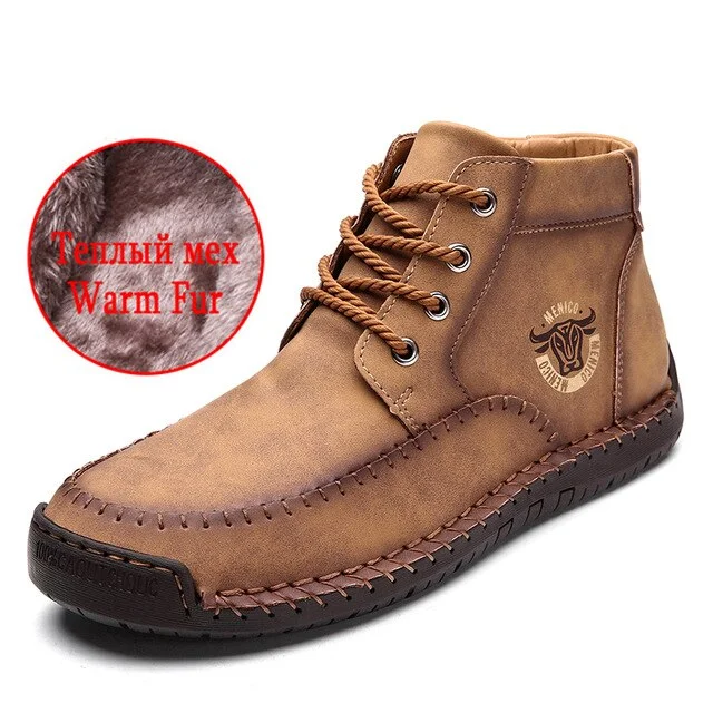 New Winter Men's Boots Plush Warm Men's Snow Boots Outdoor Lace Up Men's Ankle Boots Designer Men Boots Waterproof Hiking Boots