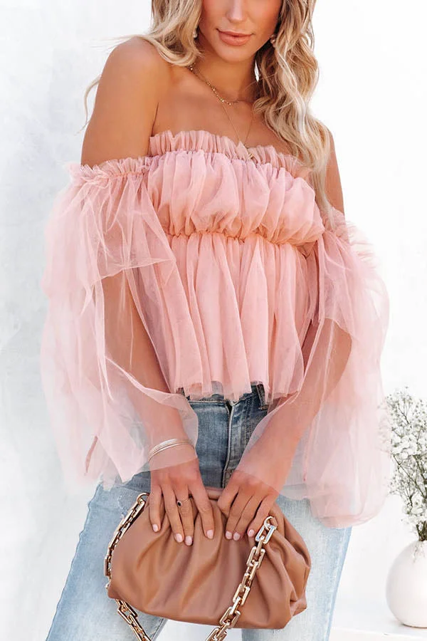 Viana Off The Shoulder Tulle Blouse