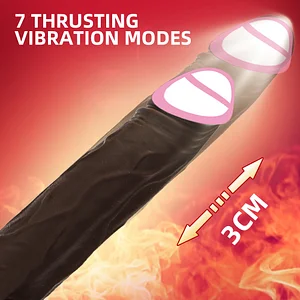 Realistic Brown Heating Dildo with Automatic Telescopic and Shaking Vibrator Function