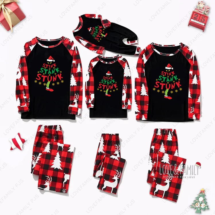 Stink Stank Stunk Grinch Christmas Matching Pajamas Sets for Families