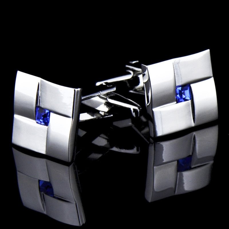 Cufflinks French Shirt Men's Suit Business Banquet Speech Wedding Gifts High Quality Classic Trendy Simple Blue Crystal Cufflink