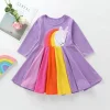 Kids Girl Rainbow Long-sleeved Cartoon Cute Princess Dresses