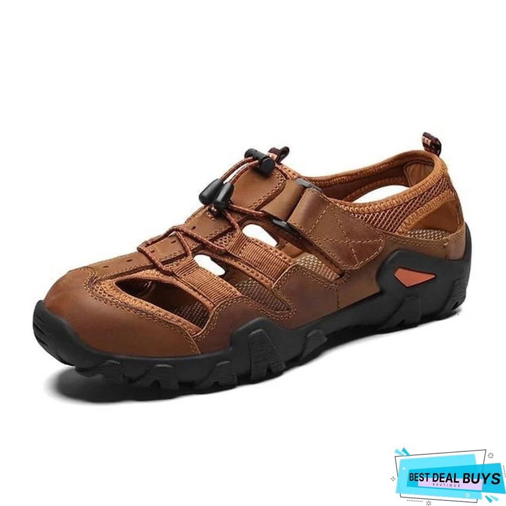 Men's Casual Soft Sandals Genuine Leather Large Size Sandals