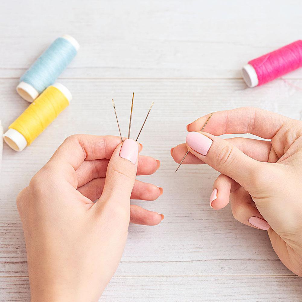 12pcs Stainless Steel Sewing Needles Set SelfThreading Embroidery Tools