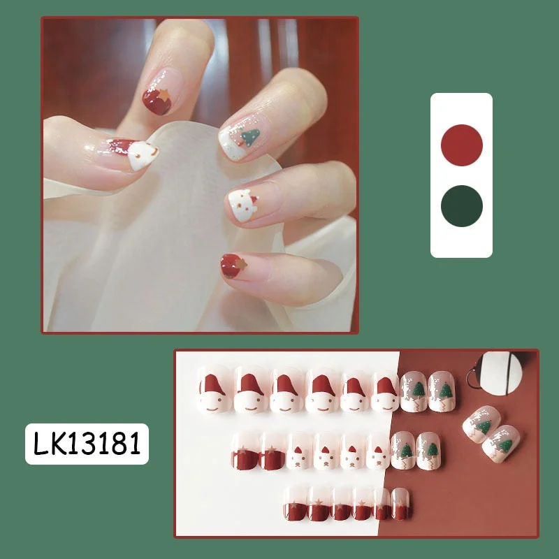 24Pcs Fashion Short Round Head Fake press on Nail Cute MilkTea Color Shiny Gold Foil Blooming Gradient artificial nail with glue-Nail Inspo